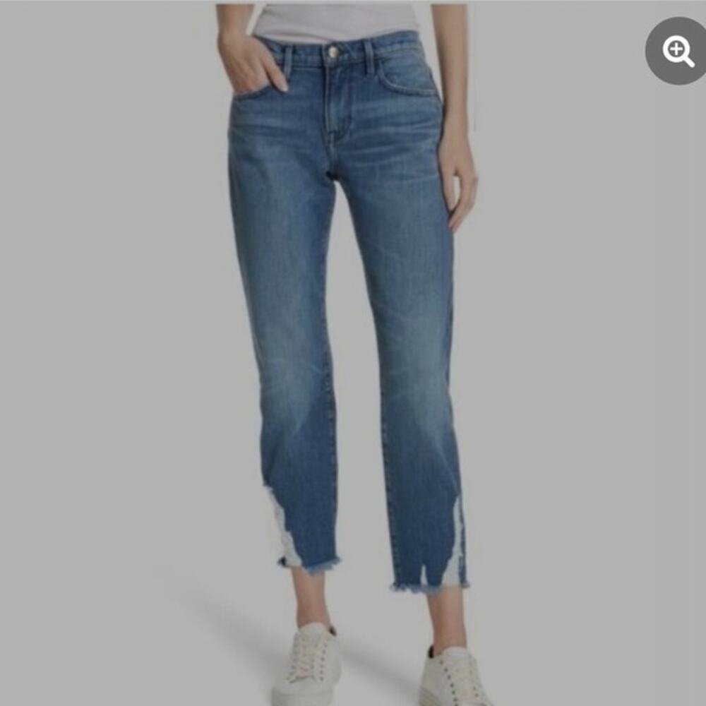 Frame Denim Le Boy High Rise Straight Leg Distressed Jeans size 25